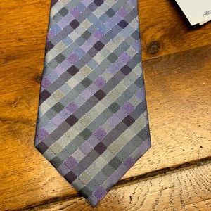 Calvin Klein purple blue silver 100% silver tie